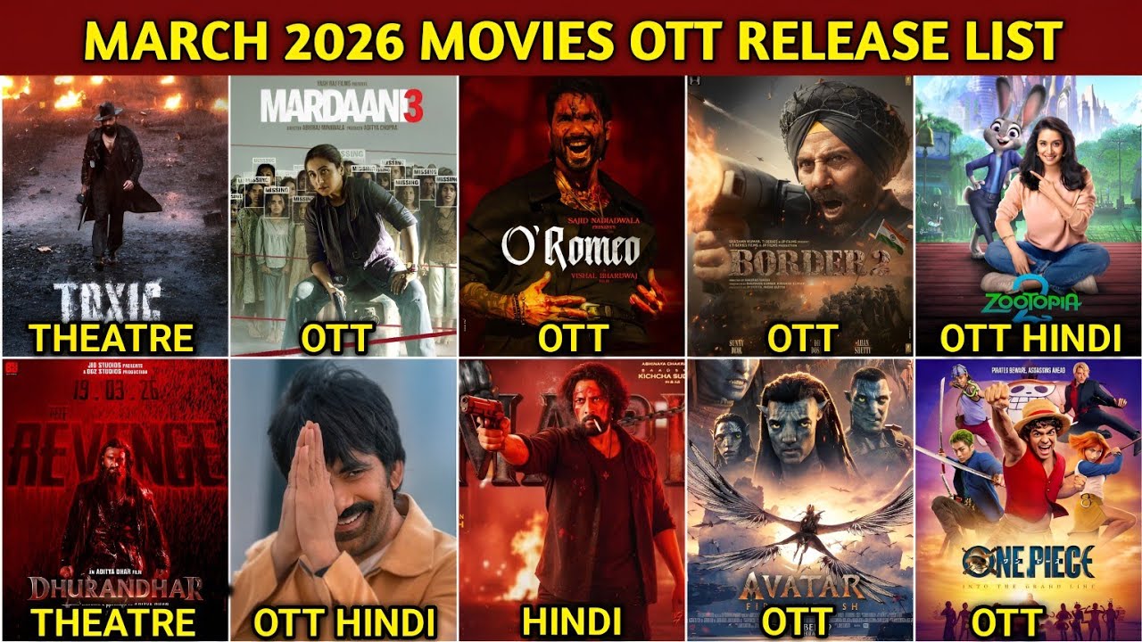 March 2026 OTT Movies & Web Series Full List: Netflix, Prime Video, JioHotstar, Zee5 Release Calendar